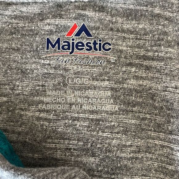 Majestic Dolphins Heathered Long Sleeve Baseball Tee Shirt Gray Size Large - Picture 5 of 8